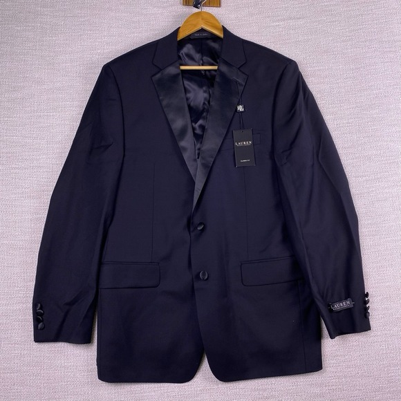 NEW Lauren Ralph Lauren Tuxedo Jacket 42L Mens Larry Classic Fit 100% Wool Black - Picture 2 of 9